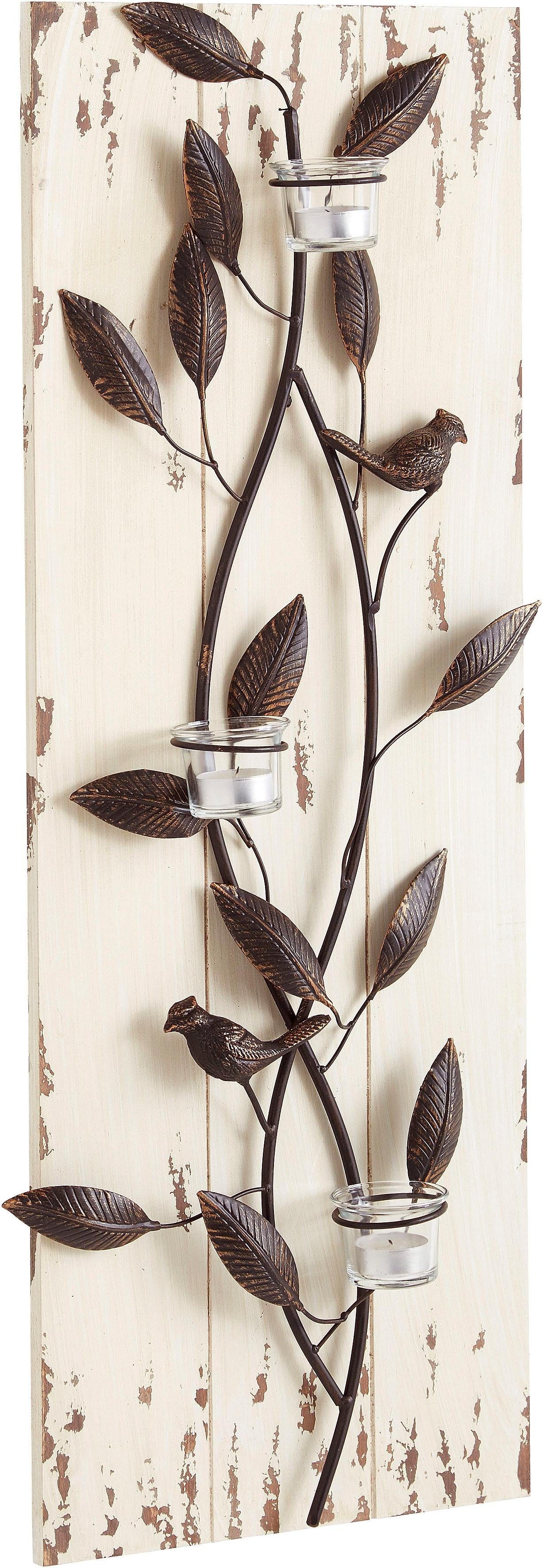 pajoma® Wandpaneel, BxL: 37x85 cm, mit Teelichtern und Vögelchen