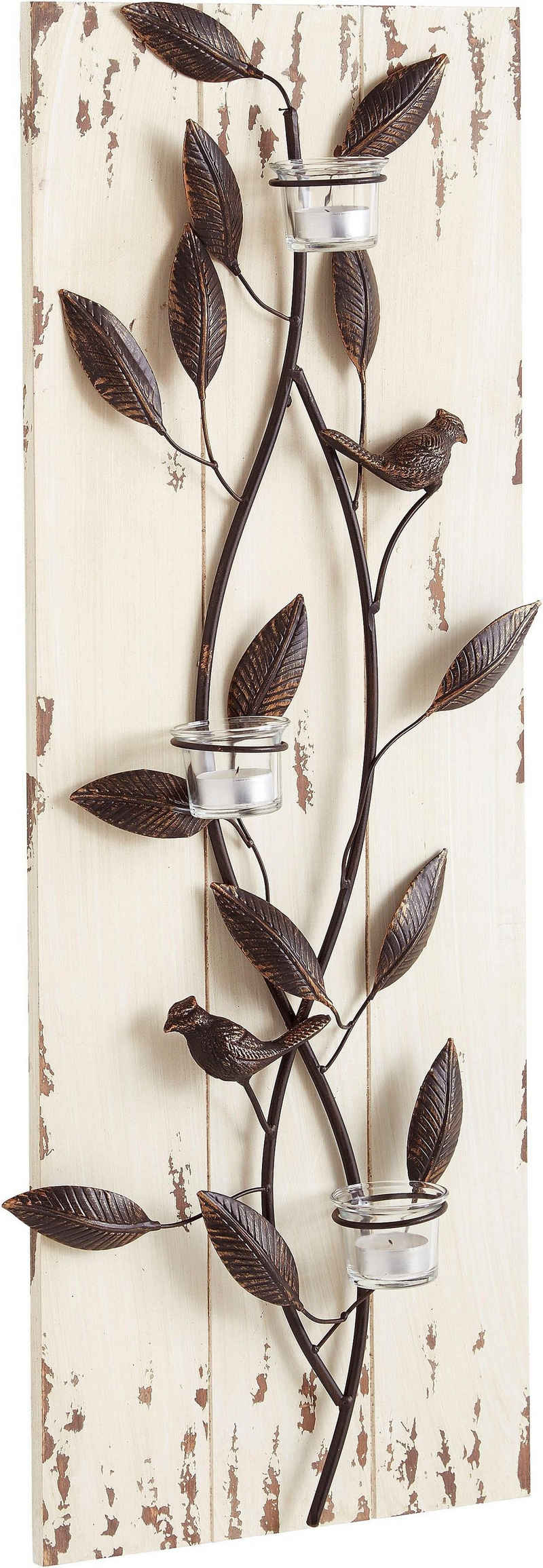 pajoma® Wandpaneel, BxL: 37x85 cm, mit Teelichtern und Vögelchen