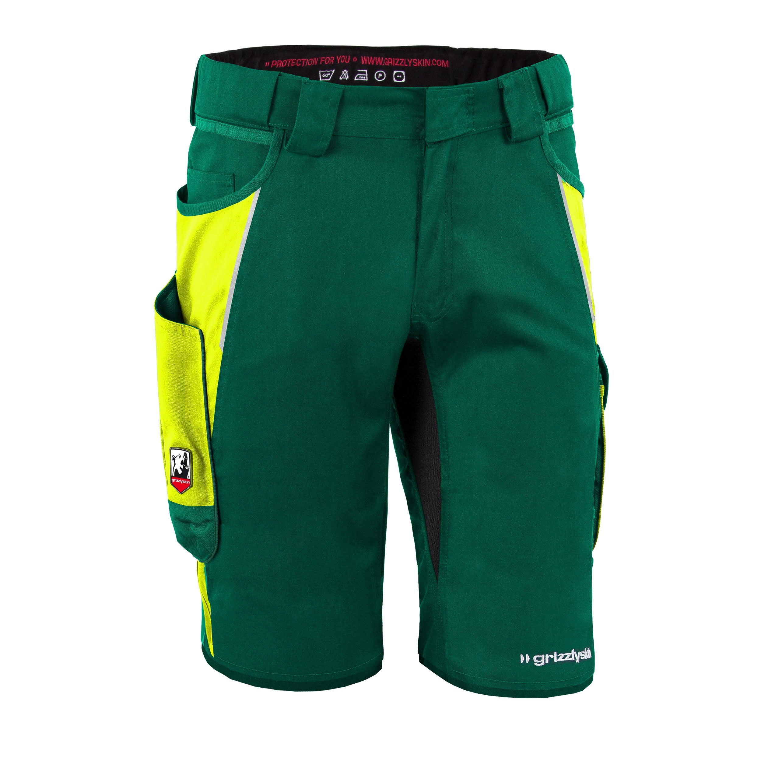 QUALITEX HIGH QUALITY WORKWEAR Arbeitsshorts modern - grün/warngelb Arbeitshose funktional-erweiterbar IRON kurze