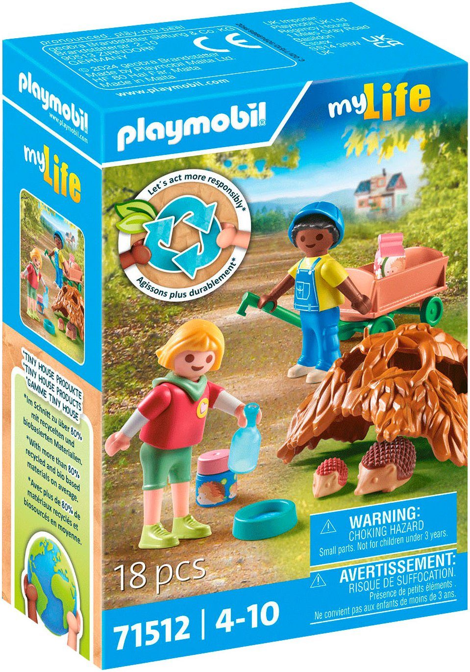 Playmobil® Konstruktions-Spielset Pflege der Igelfamilie (71512), My Life, (18 St), Made in Europe