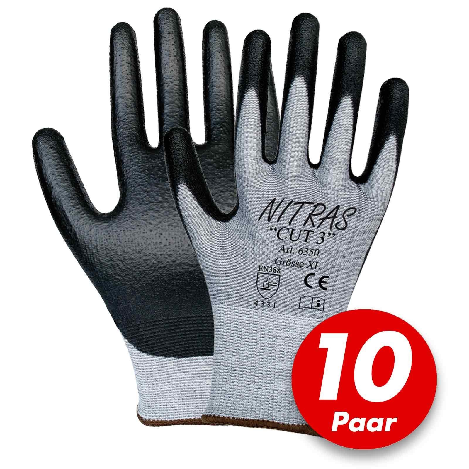 Nitras Schnittschutzhandschuhe NITRAS 6350 CUT 3 Schnittschutzhandschuhe Arbeitshandschuhe - 10 Paar