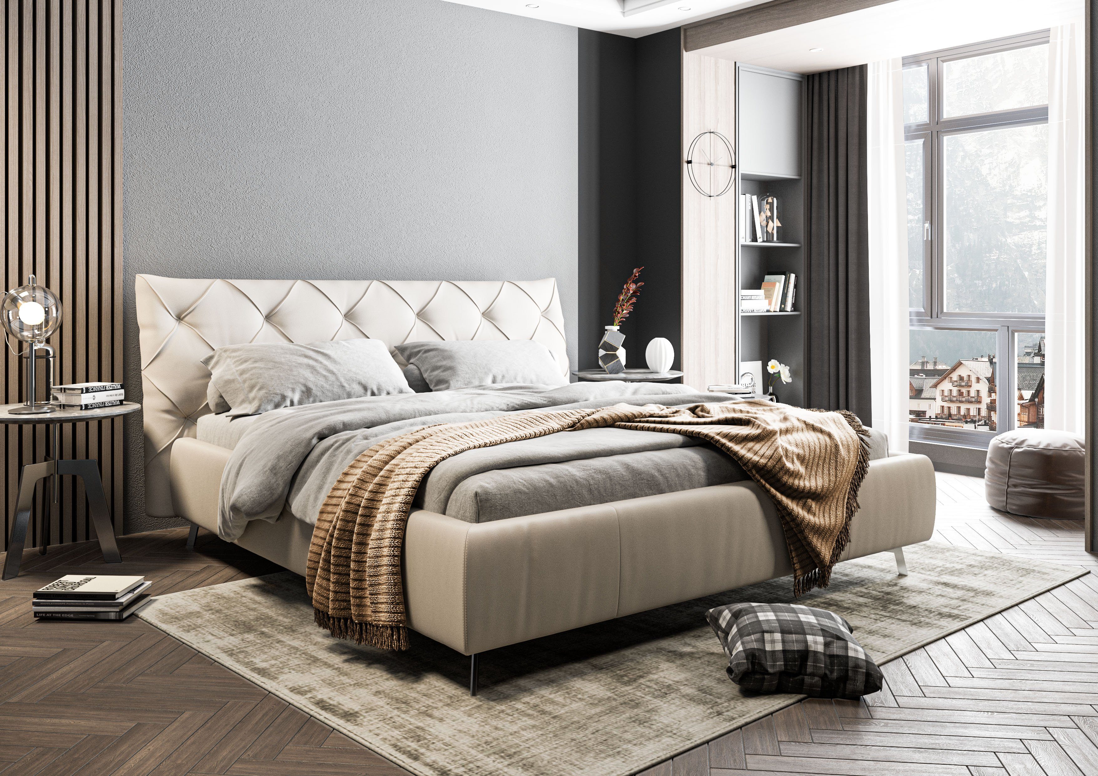 Home affaire Polsterbett Elloree in 4 Breiten bis 200cm, auch in Leder, Kopfteilhöhe 105cm, belastbar bis 280 kg, auch in Überlänge 220cm
