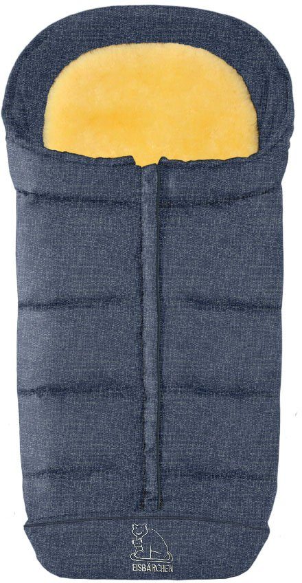 Heitmann Felle Fußsack Eisbärchen - Komfort 2 in 1 Lammfell Winterfußsack - Premium Qualität, mit Lammfell-Einlage, für Kinderwagen und Buggy, waschbar