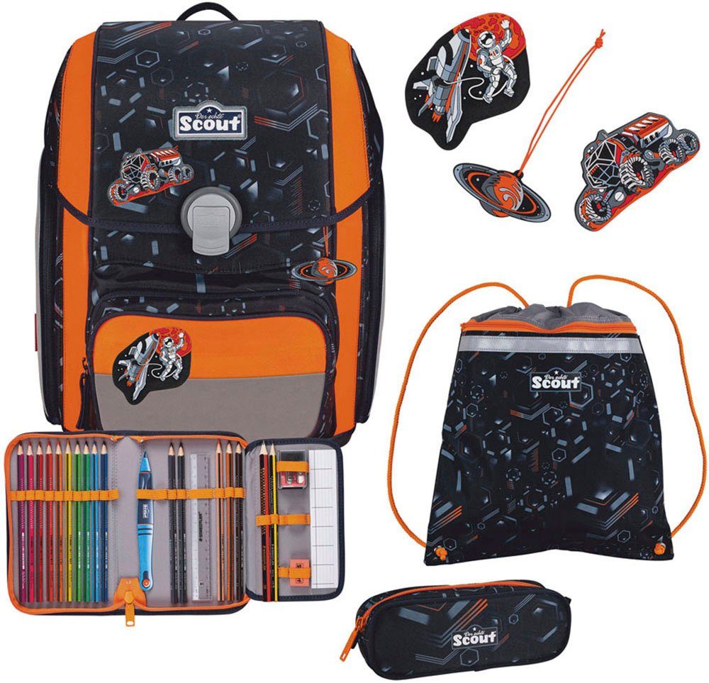 Scout Ранцы Genius, Space Data (Set, 4-tlg), 2 Funny Snaps Move; enthält recyceltes Material