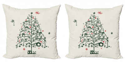 Kissenbezüge Modern Accent Doppelseitiger Digitaldruck, Abakuhaus (2 Stück), Weihnachten Baum und Feen