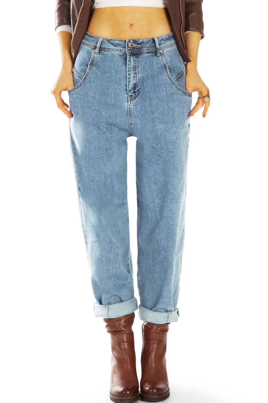 be styled High-waist-Jeans j10e-1 Waist High-Waist, - Slouchy High Locker - 5-Pocket-Style Boyfriend Damen Jeans Mom - Hose