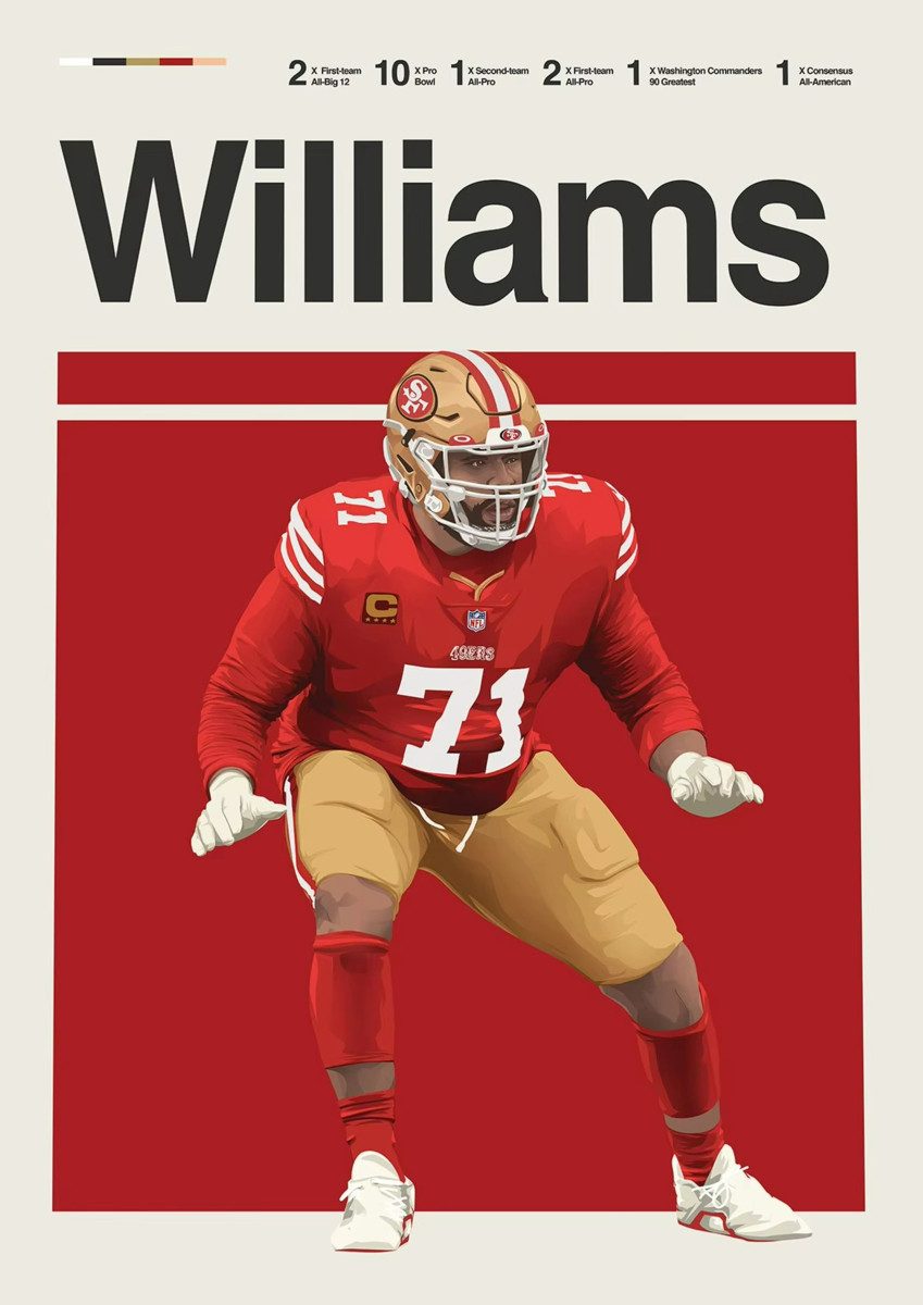 TPFLiving Kunstdruck (OHNE RAHMEN) Poster - Leinwand - Wandbild, Leinwandgemälde: Höhepunkte des amerikanischen Football-Stars (Leinwandbild XXL), Farben: Rot, Blau, Gelb, Schwarz, Weiß, Braun -Größe: 20x30cm