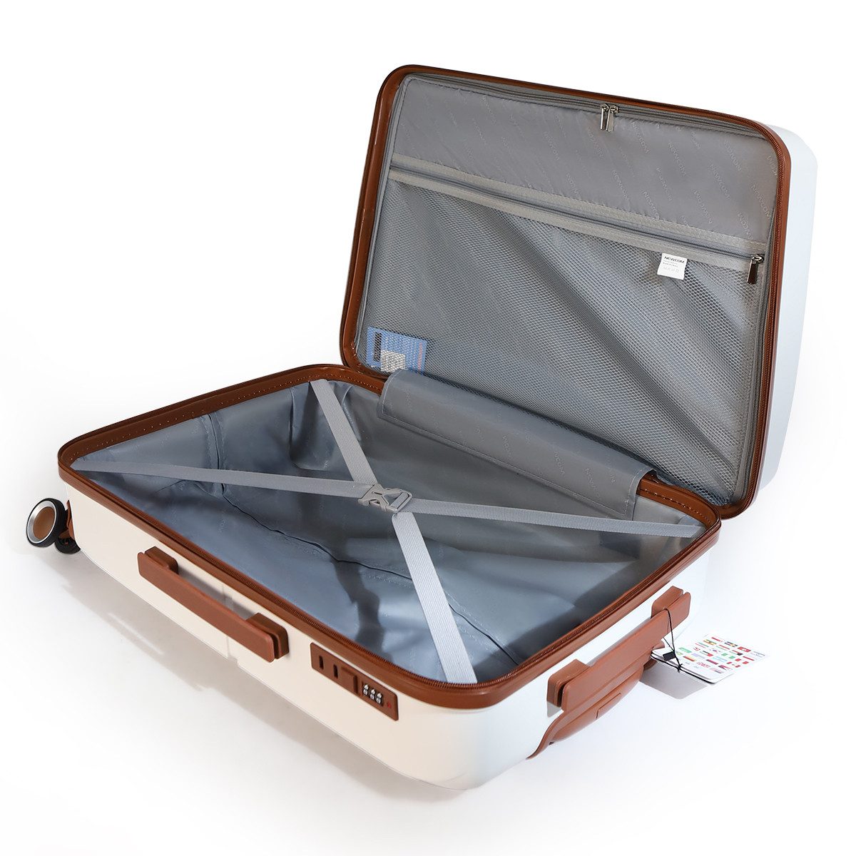 NEWCOM Hartschalen-Trolley Hartschalen-Koffer SET (M, L,XL) aus PP-Polypropylen, Reisekoffer Set, 4 Rollen, 360° drehbar, 3 tilg-set Koffer (55cm/64cm/73cm), We – Bild 5 von 5