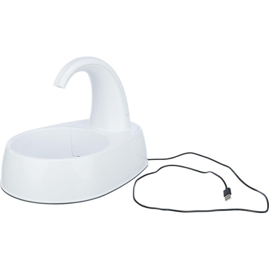 TRIXIE Trinkbrunnen Trinkbrunnen Curved Stream - weiß - 2,5 l/25 × 24,5 × 35 cm