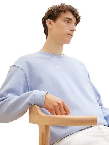 Sweatshirt mit blue TAILOR TOM Logofrontprint Denim tinted