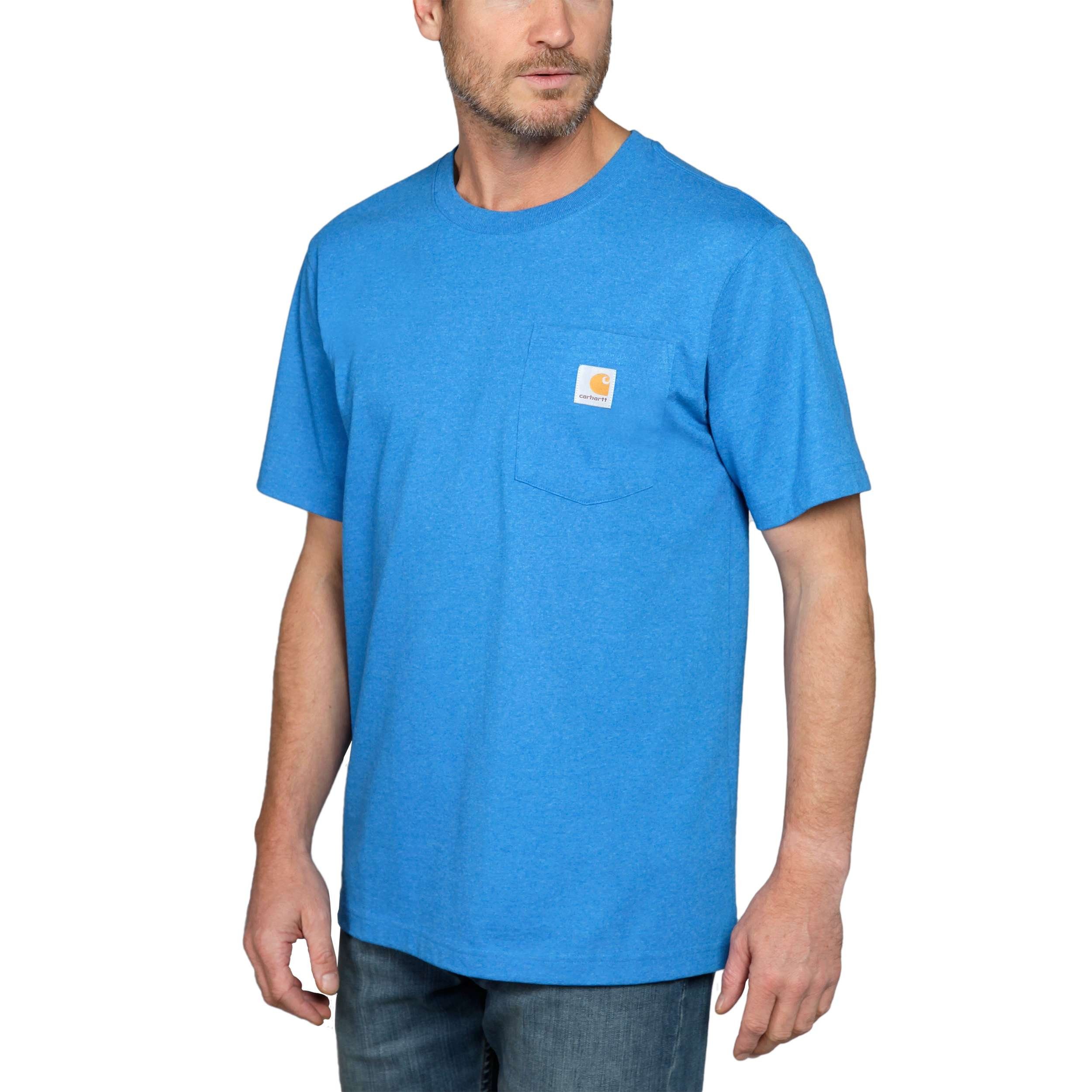 Carhartt 103296 marine Logo blue S/S POCKET heather Carhartt mit T-SHIRT (1-tlg) K87 Rundhalsshirt Brusttasche