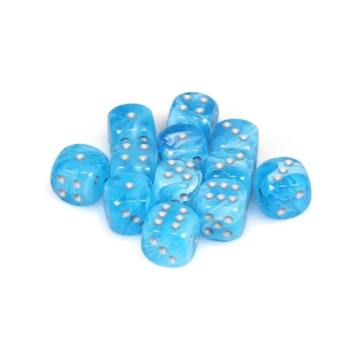 Chessex Spiel Chessex W6x12 Würfelset Luminary Himmelblau/Silber