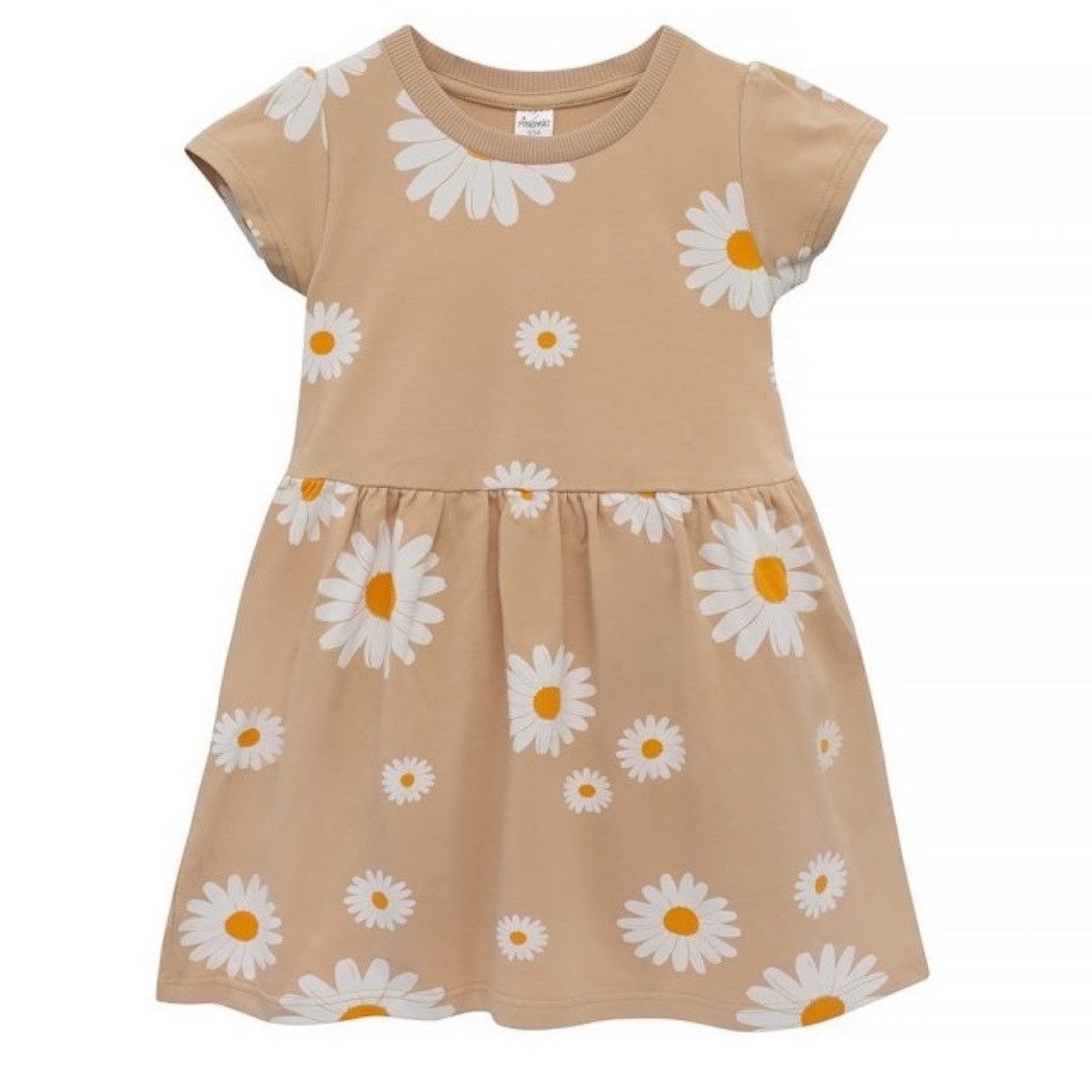 PINOKIO Druckkleid Kurzarmkleid Gänseblümchen Daisy in beige, blau oder rosa