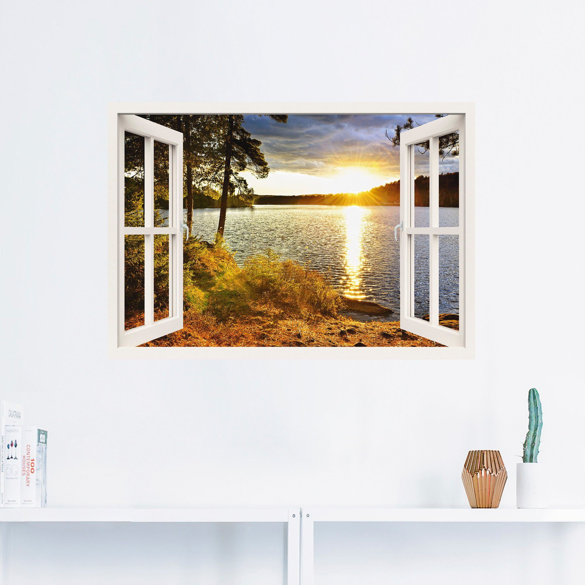 (1 St), Leinwandbild, in Artland versch. oder Größen Wandbild im Park, Sonnenuntergang als Algonquin Wandaufkleber Fensterblick Poster