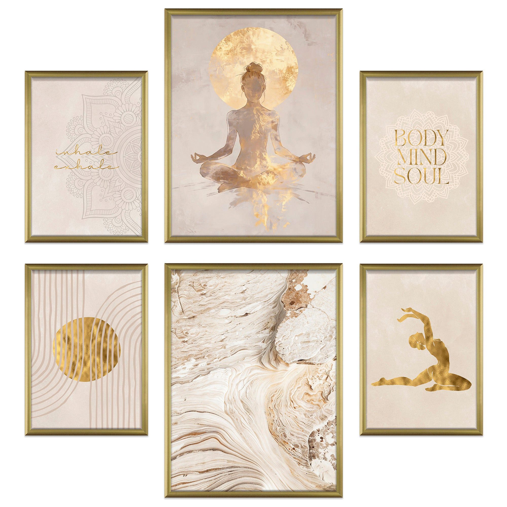 ARTFAVES Bilder-Collage Poster Set Yoga Spirit I mehrteilige Bilderwand I Wandbilder Spirituel, (Wandbilder modern, 6 St)
