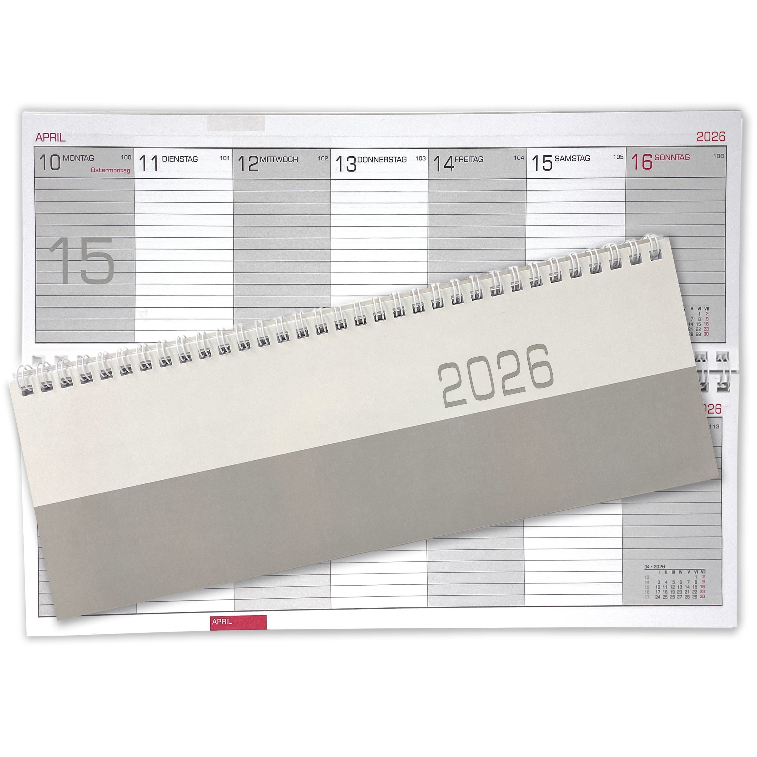 AMLI Tischkalender Tischkalender 2026 quer 1 Woche 1 Seite Tischquerkalender Ringbindung, Schreibtischkalender 2026 quer