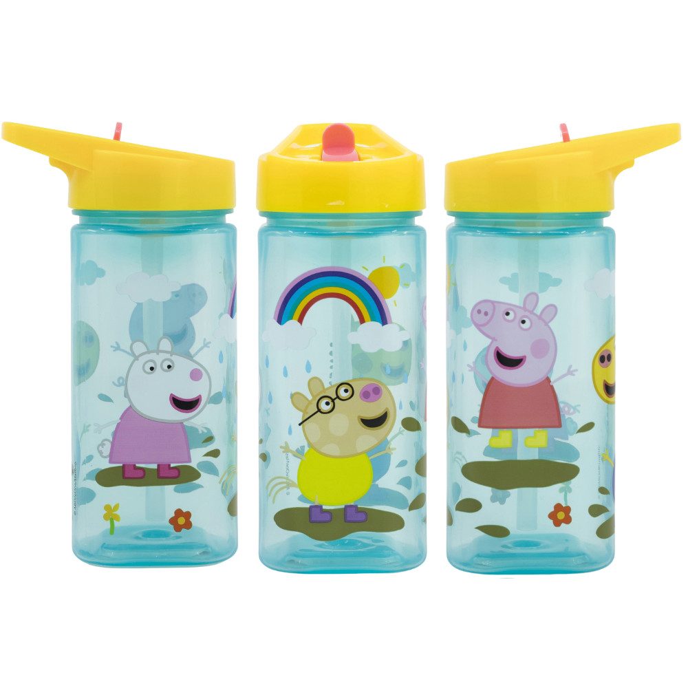 Peppa Pig Trinkflasche Peppa Pig Wutz Sportflasche Wasserflasche Flasche Halm 510 ml