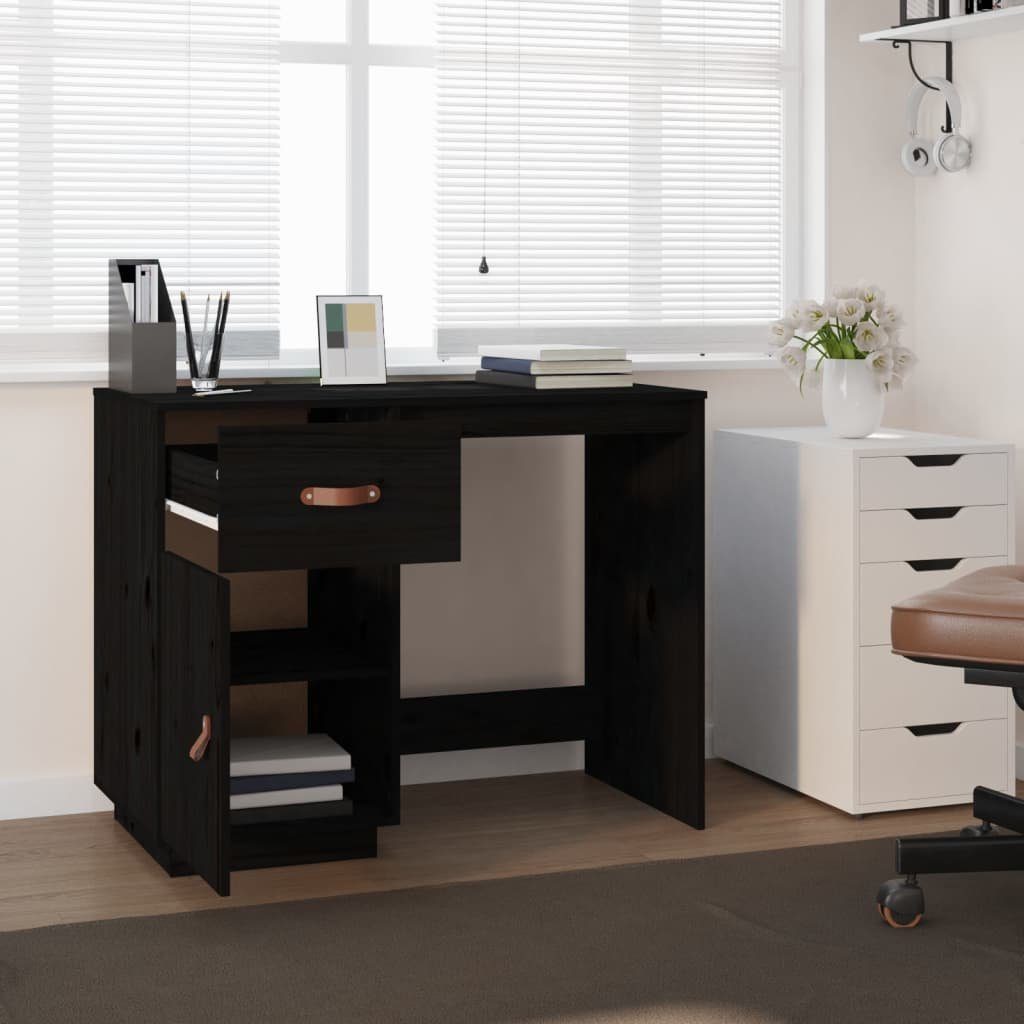 Schreibtisch Kiefer furnicato 95x50x75cm Massivholz Schwarz