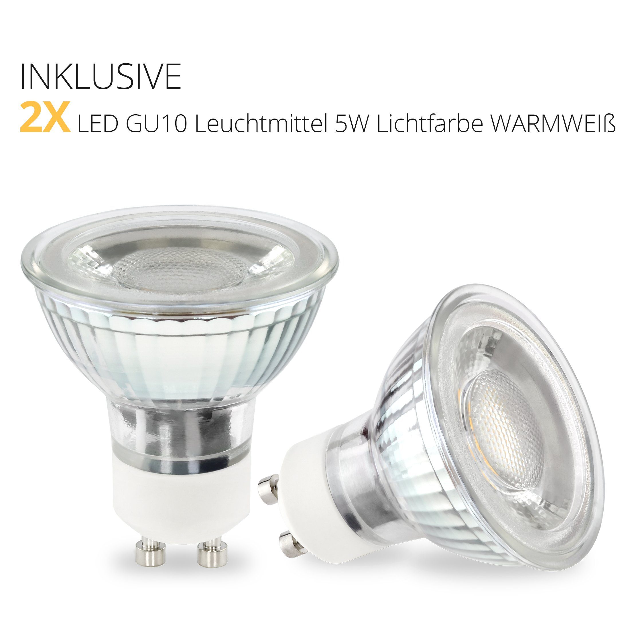 mit LED in ALVO Deckenleuchte Weiss 2 Aufbauleuchte GU10, Moderne SSC-LUXon Schwarz 2x Warmweiß Spot