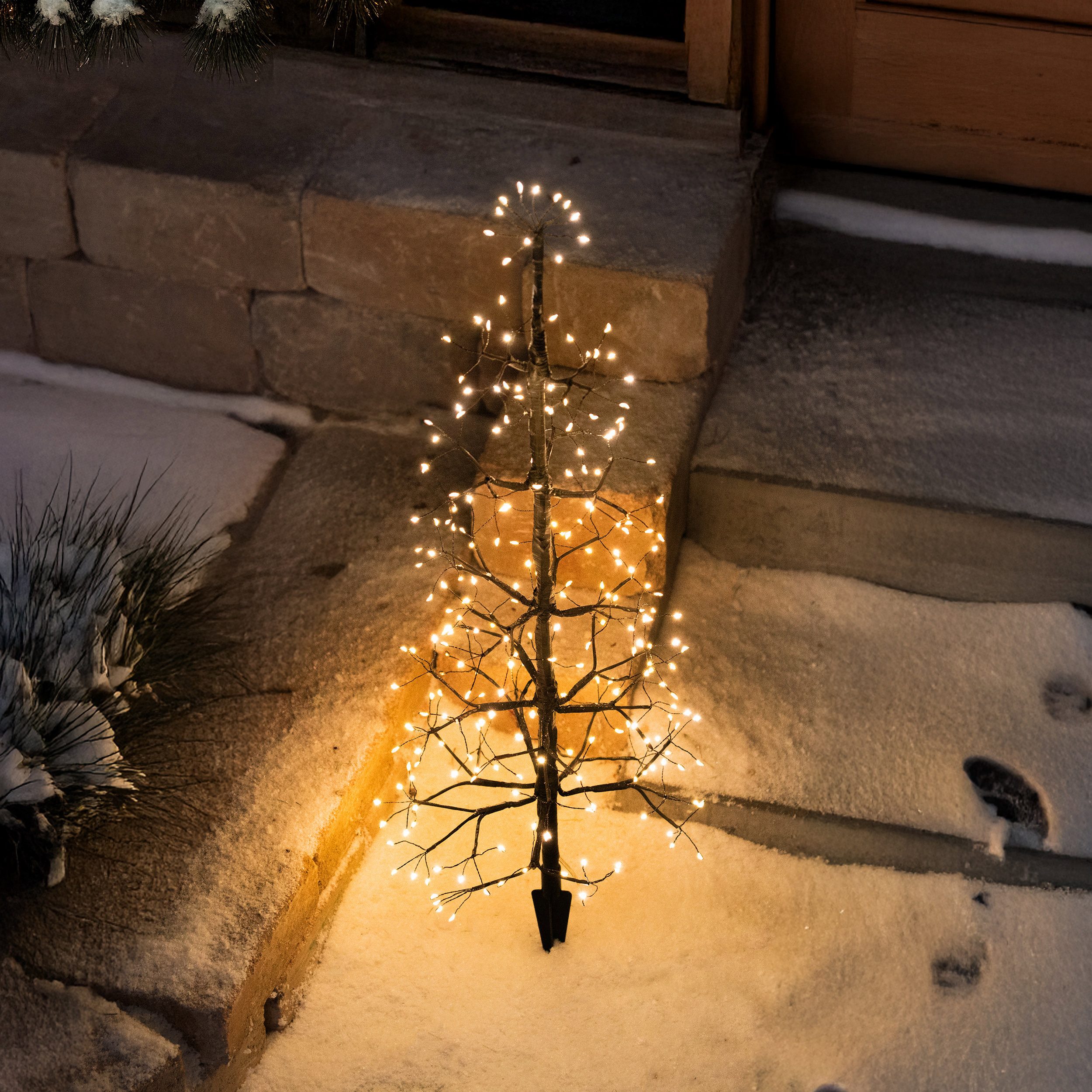 esotec LED Solarleuchte Weihnachtsbaum 75x35cm flexibel frei gestaltbar 200 LEDs außen 103417, LED fest integriert