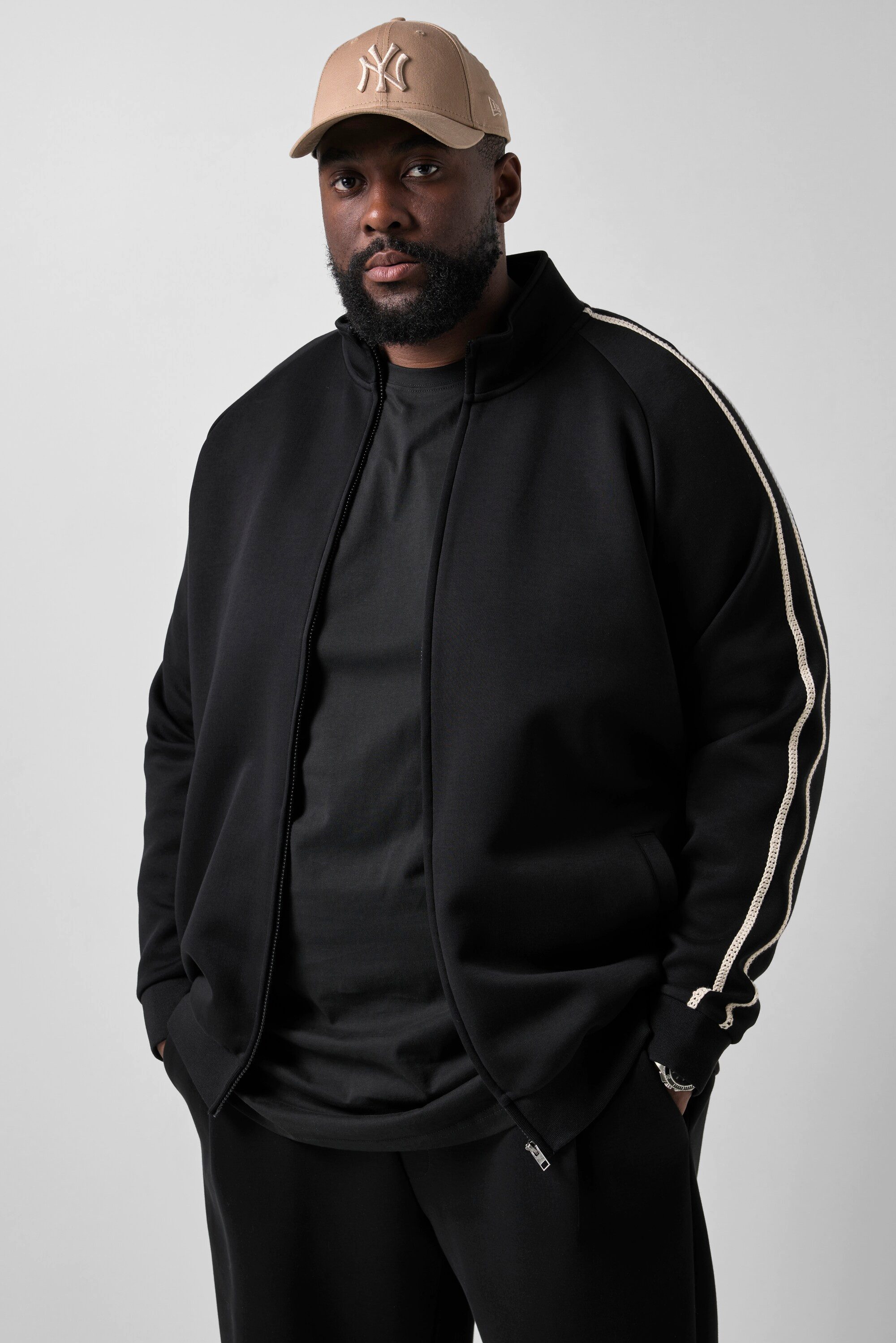 STHUGE Fleecejacke Sweatjacke lässige Passform Stehkragen bis 8 XL