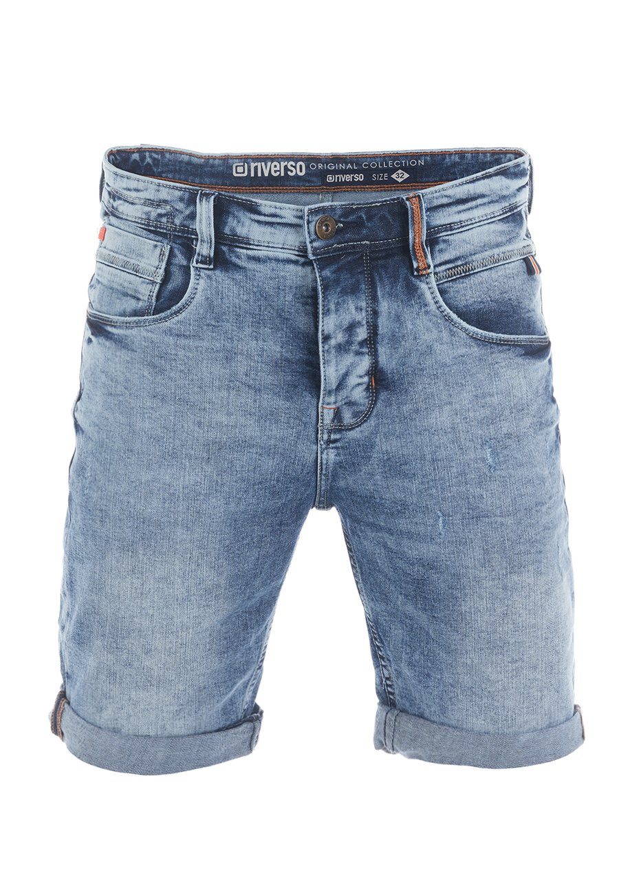 riverso Jeansshorts Herren Shorts RIVTom Regular Fit Bermudashorts mit Stretch Middle Blue Denim (M243)