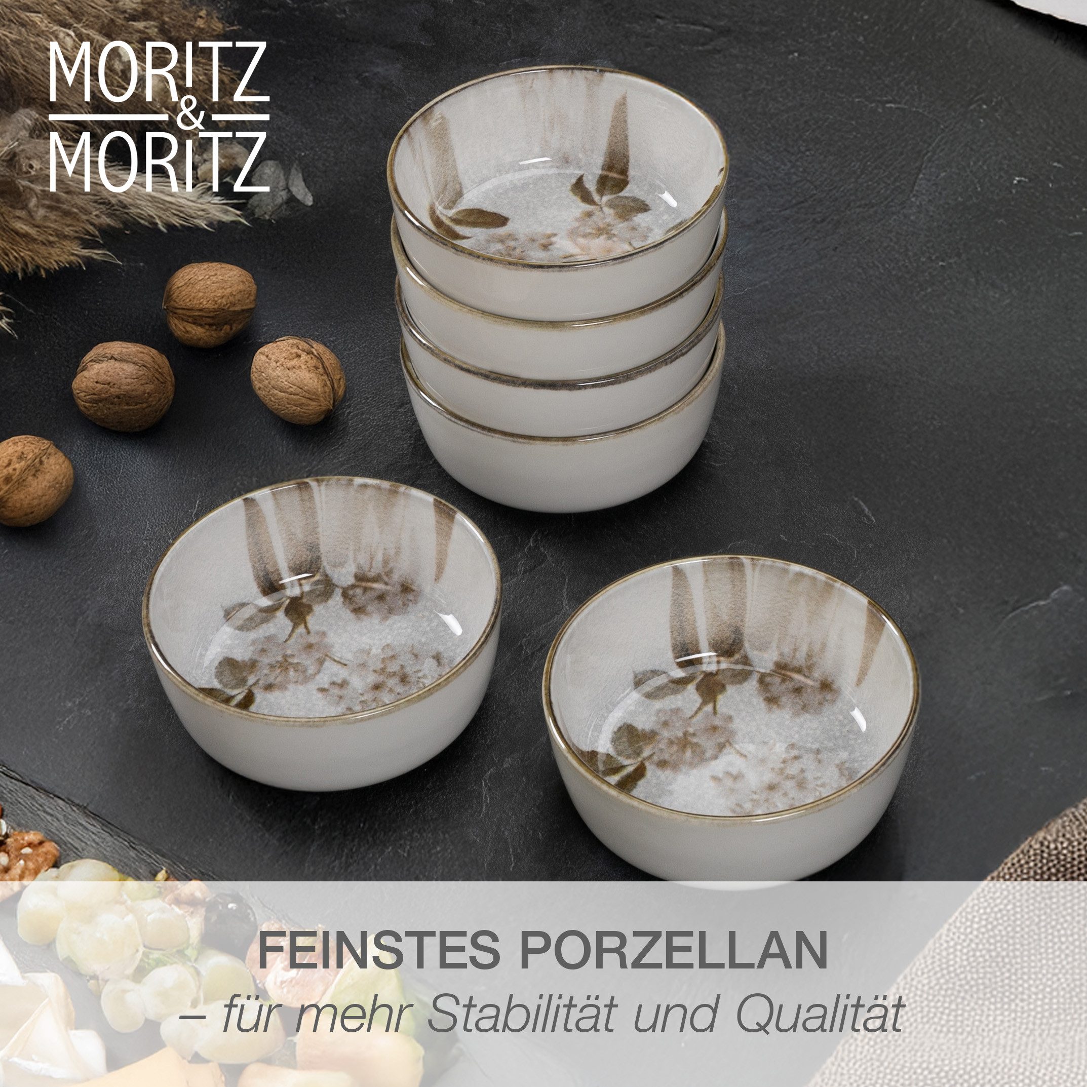 Moritz & Moritz Dessertschale BLOSSOM Müslischalen 6er Set, Porzellan, (Set, 6-tlg), Müslibowls für 6 Personen