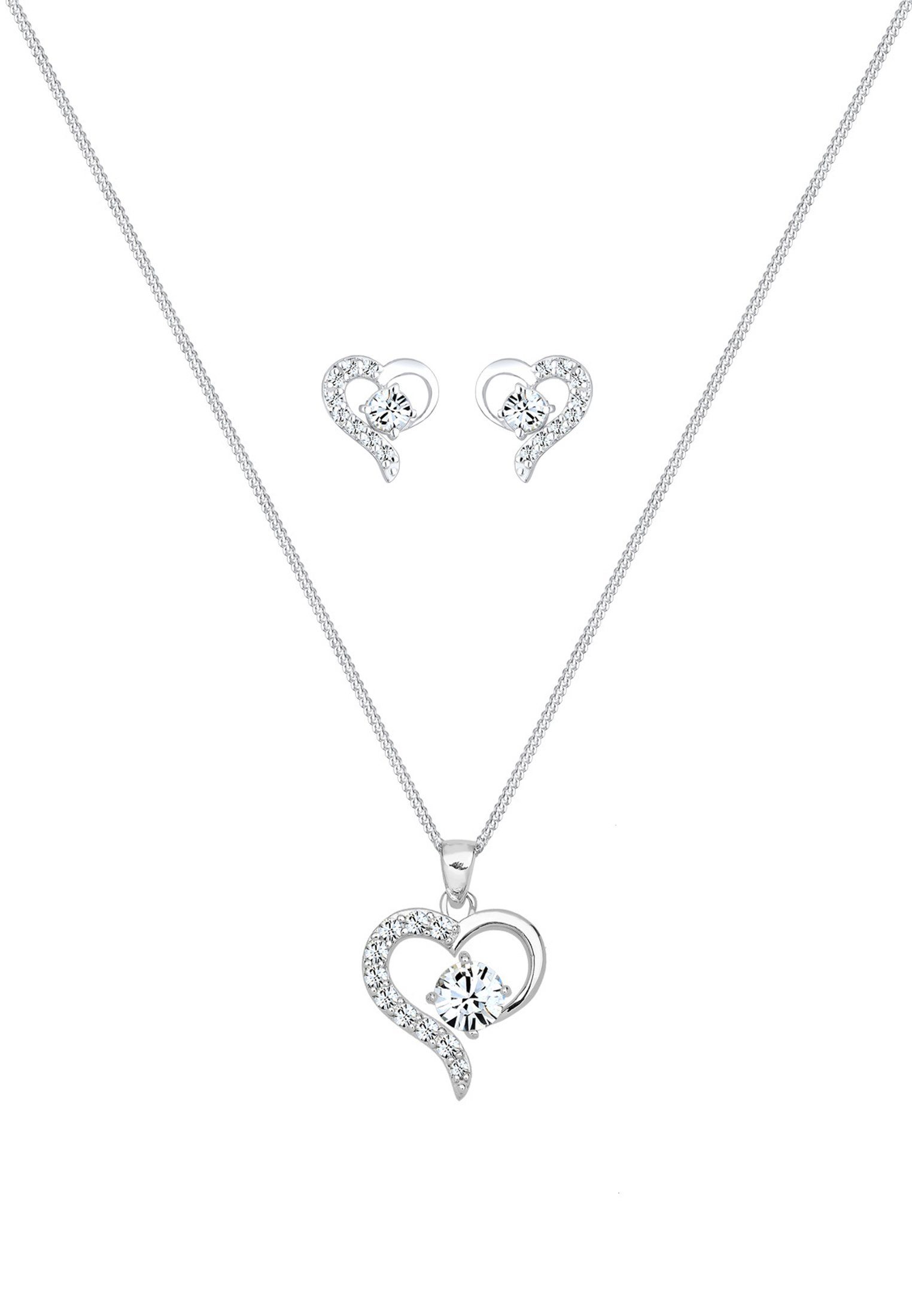 Elli Schmuckset Set mit Herz Weiß 925 Sterling Silber, mit Kristallen von S günstig online kaufen
