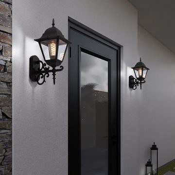 etc-shop Außen-Wandleuchte, Leuchtmittel inklusive, Warmweiß, 2er Set LED ALU Wand Leuchten Fassaden Laternen Garten