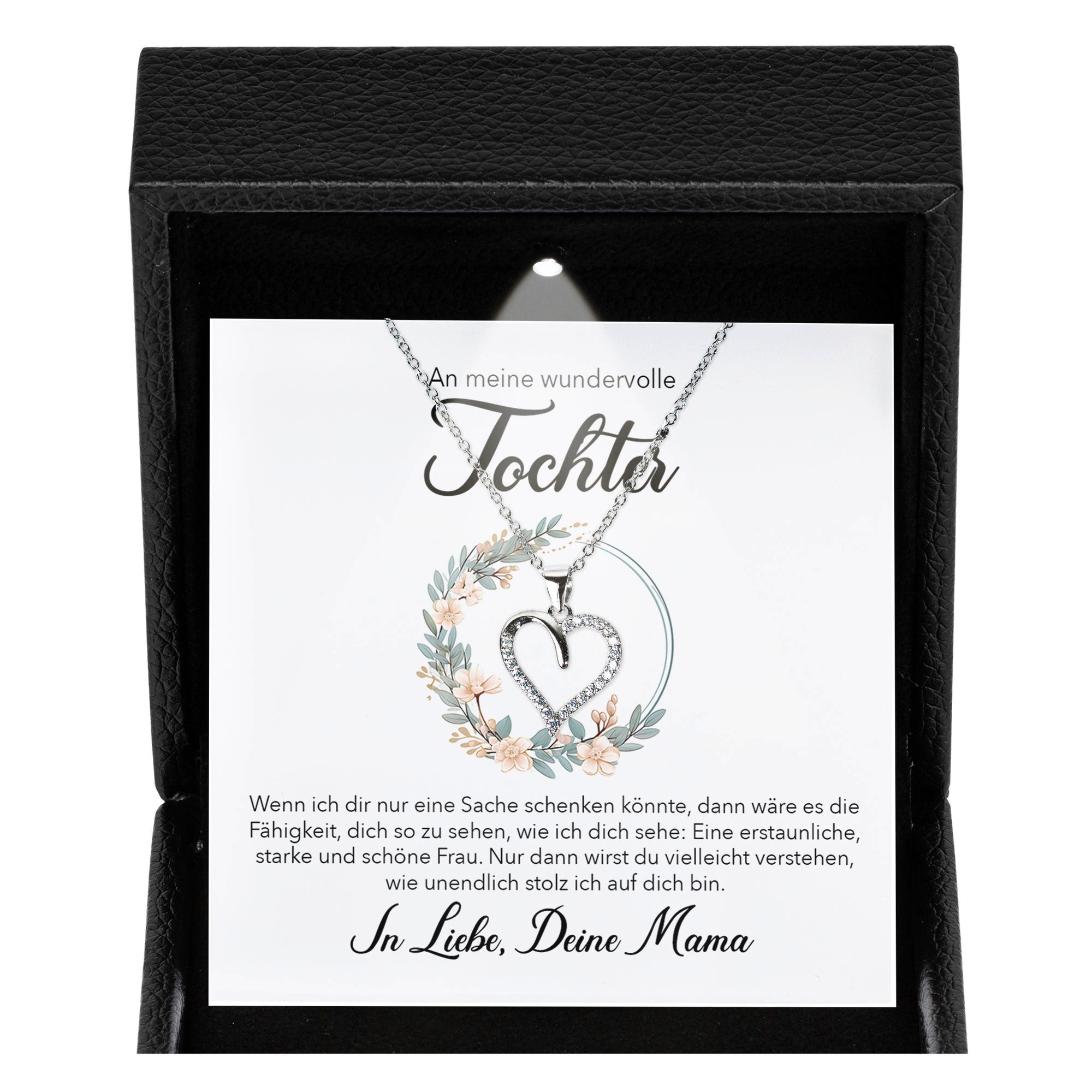 22Feels Schmuckset Wundervolle Tochter Geschenk v. Mama Mädchen Frauen Schmuck Halskette (Geschenkset), Silber 925/000, Geschenkset Made In Germany, Premium Licht Etui