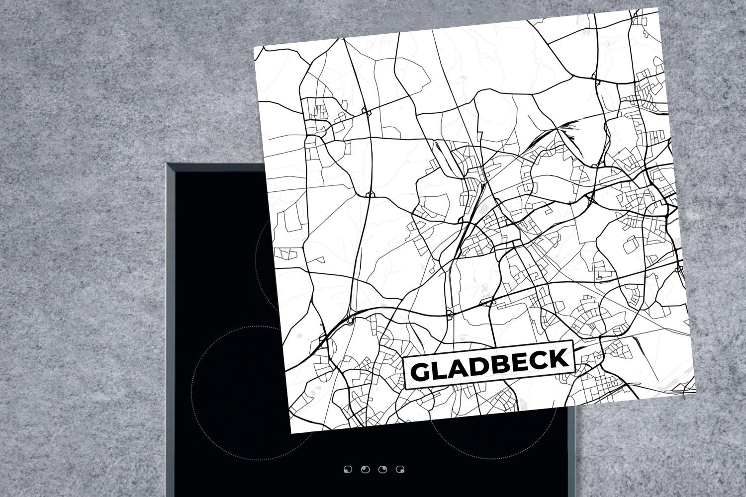 Arbeitsplatte Stadtplan, (1 Vinyl, tlg), Ceranfeldabdeckung, für Gladbeck - - küche Karte 78x78 Herdblende-/Abdeckplatte MuchoWow cm,