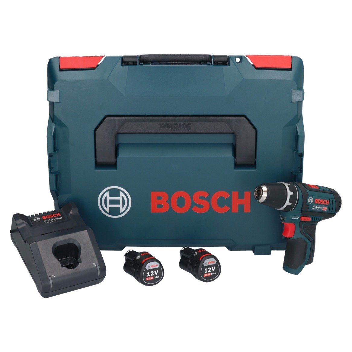 Thumbnail - Bosch Professional Säulenbohrmaschine GSR 12V-15 Professional Akku Bohrschrauber 12 V 30 Nm + 2x Akku 3,0 A