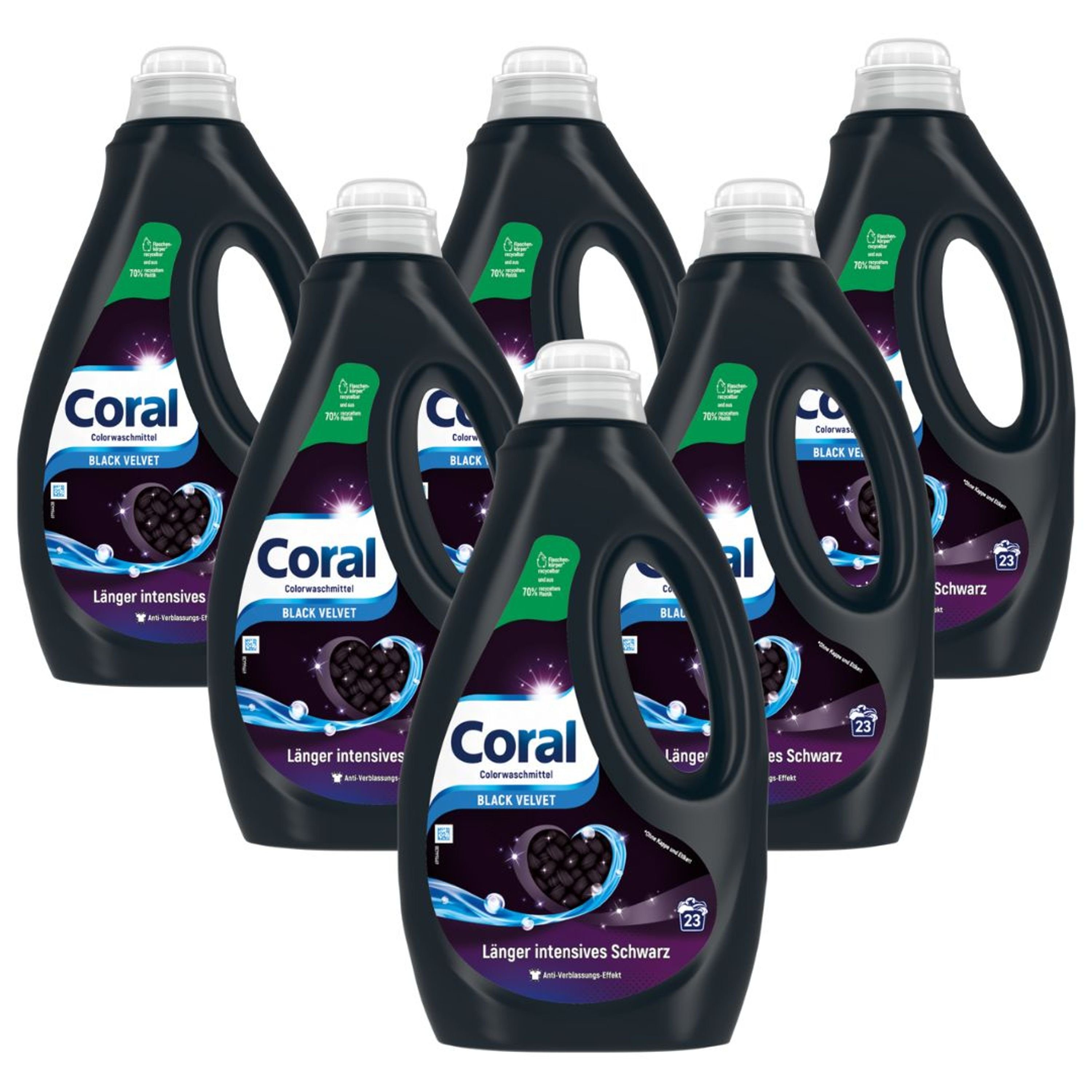 Coral 6x Flüssigwaschmittel Black Velvet 23WL (1.15L) Colorwaschmittel (für länger intensives Schwarz)