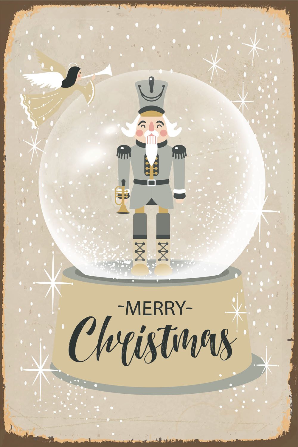 queence Alu-Dibond-Druck Schneekugel, (1 St), Merry Christmas, Nussknacker günstig online kaufen