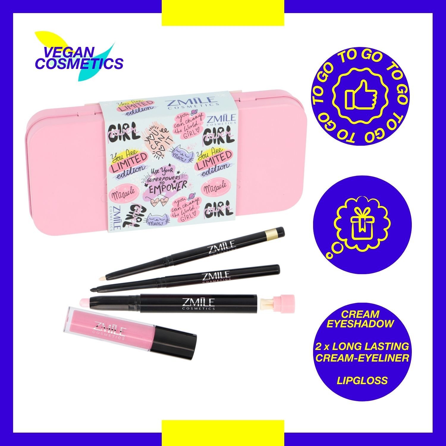 ZMILE COSMETICS Schmink-Set Metal Pencil Box 'Magical' - vegane Kosmetik, 4-tlg., inkl. Metal-Pencil Box, vegan