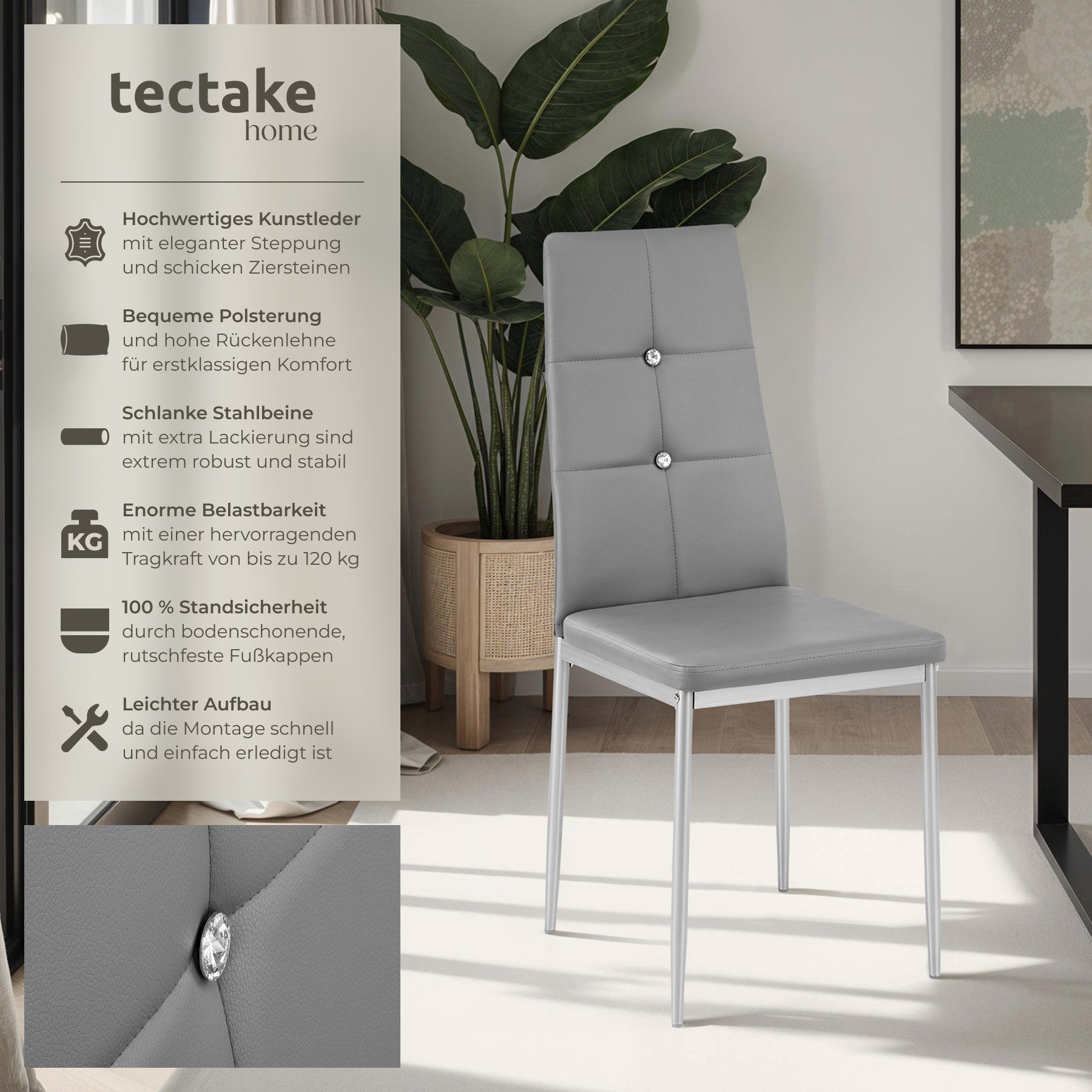 tectake Esszimmerstuhl Set Esszimmerstuhl (Set, 4 günstig online kaufen