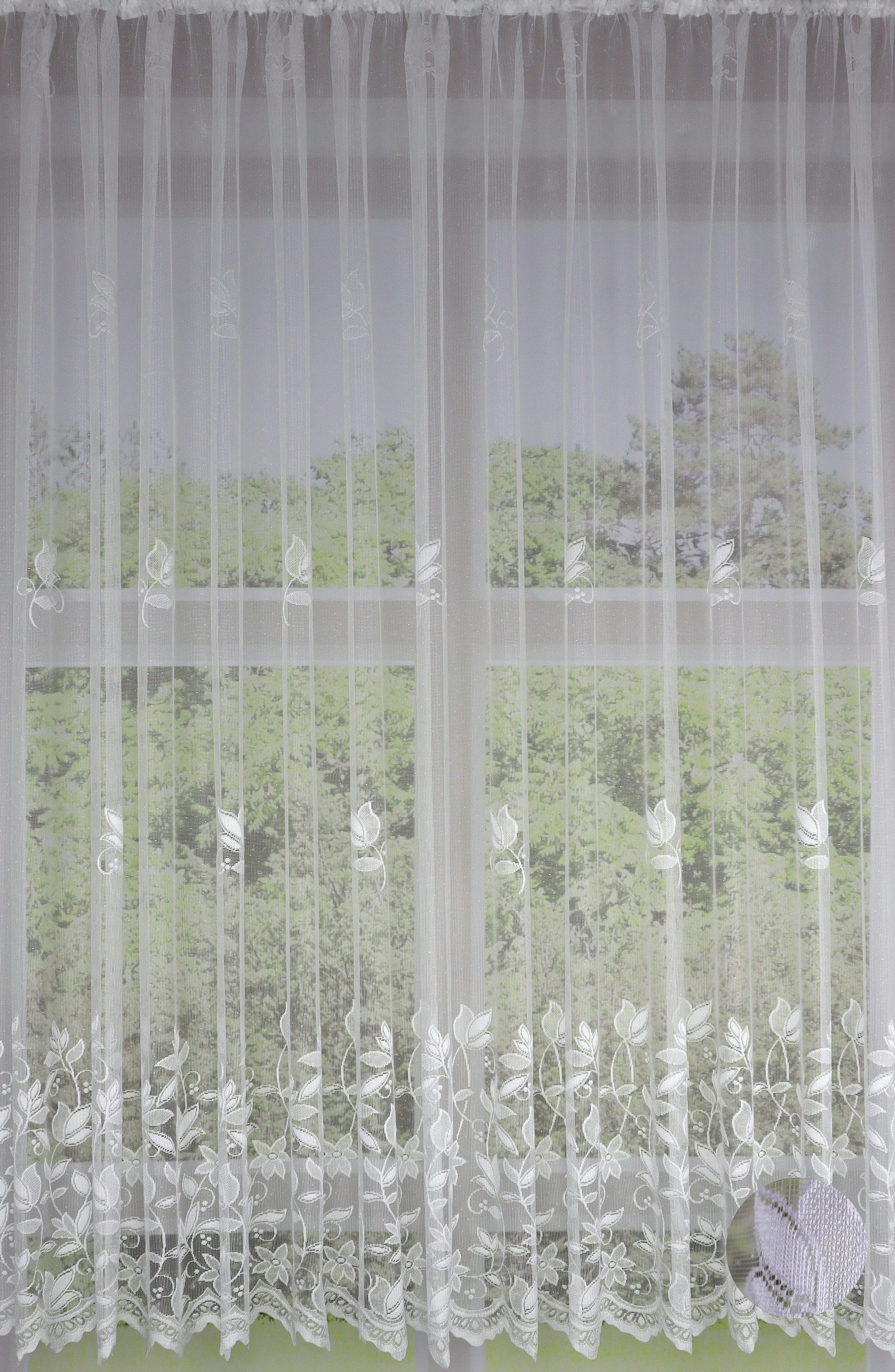 Clever-Kauf-24 Gardine Fertiggardine m. Universalband weiß Edel Jacquard, t günstig online kaufen