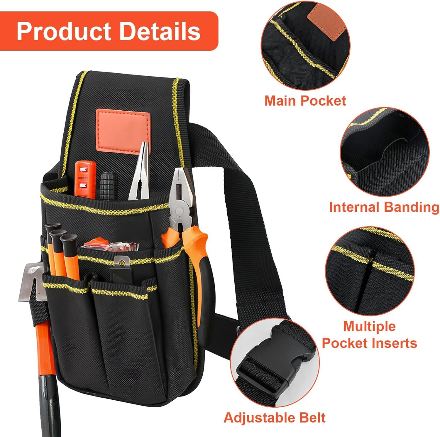 FELIXLEO Hüftgürtel Werkzeugtasche Gürtel Organizer 600D Oxford Elektriker Tasche (1-St) – Bild 3 von 5