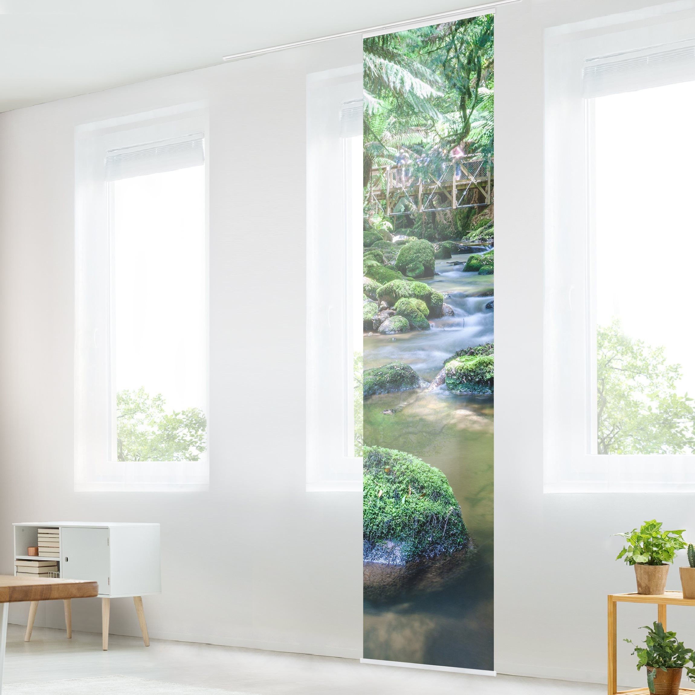 Bilderdepot24 Schiebegardine modern Flächenvorhang blickdicht Bach günstig online kaufen