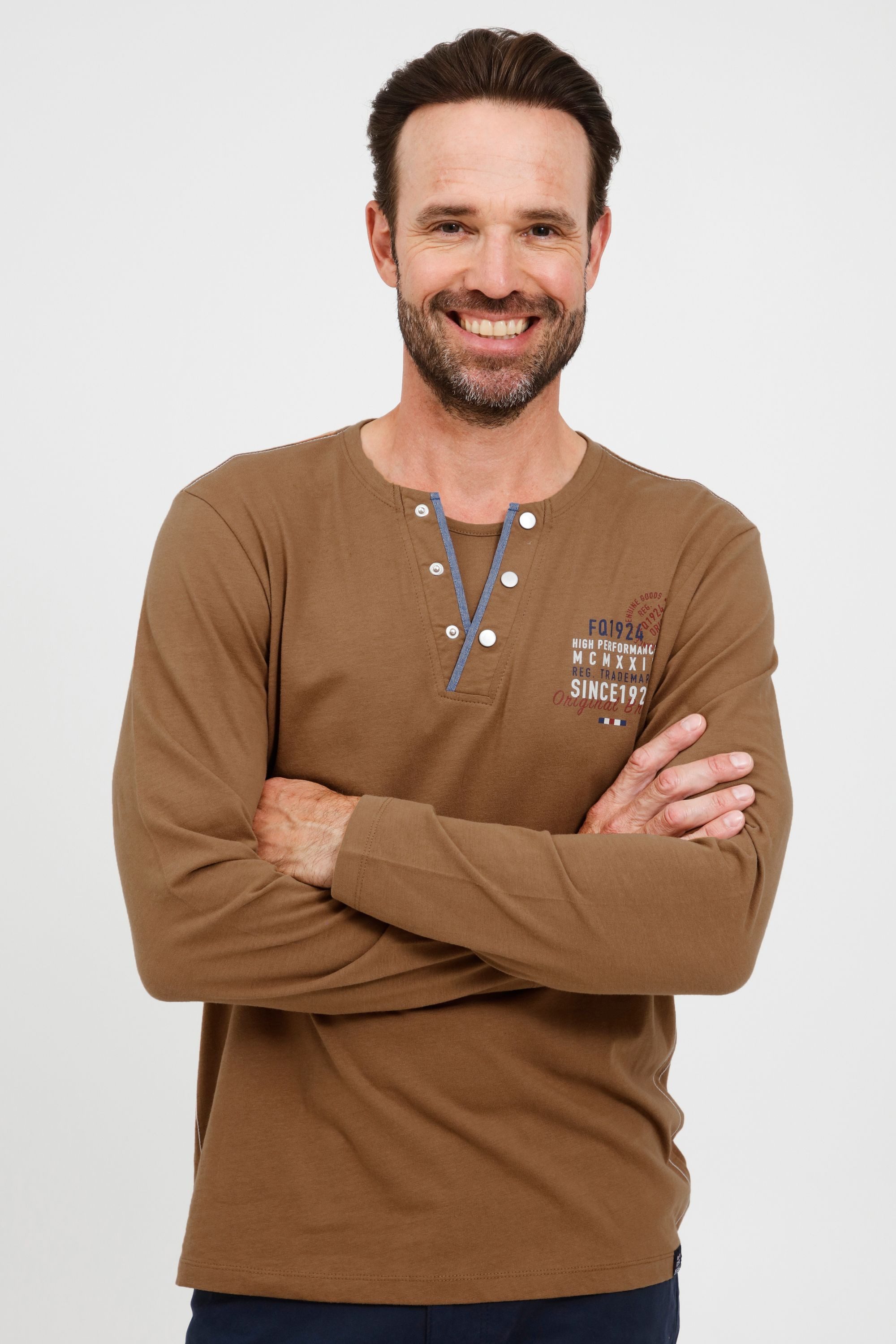 FQ1924 Longsleeve FQRolf Modisches Henleyshirt mit Print günstig online kaufen