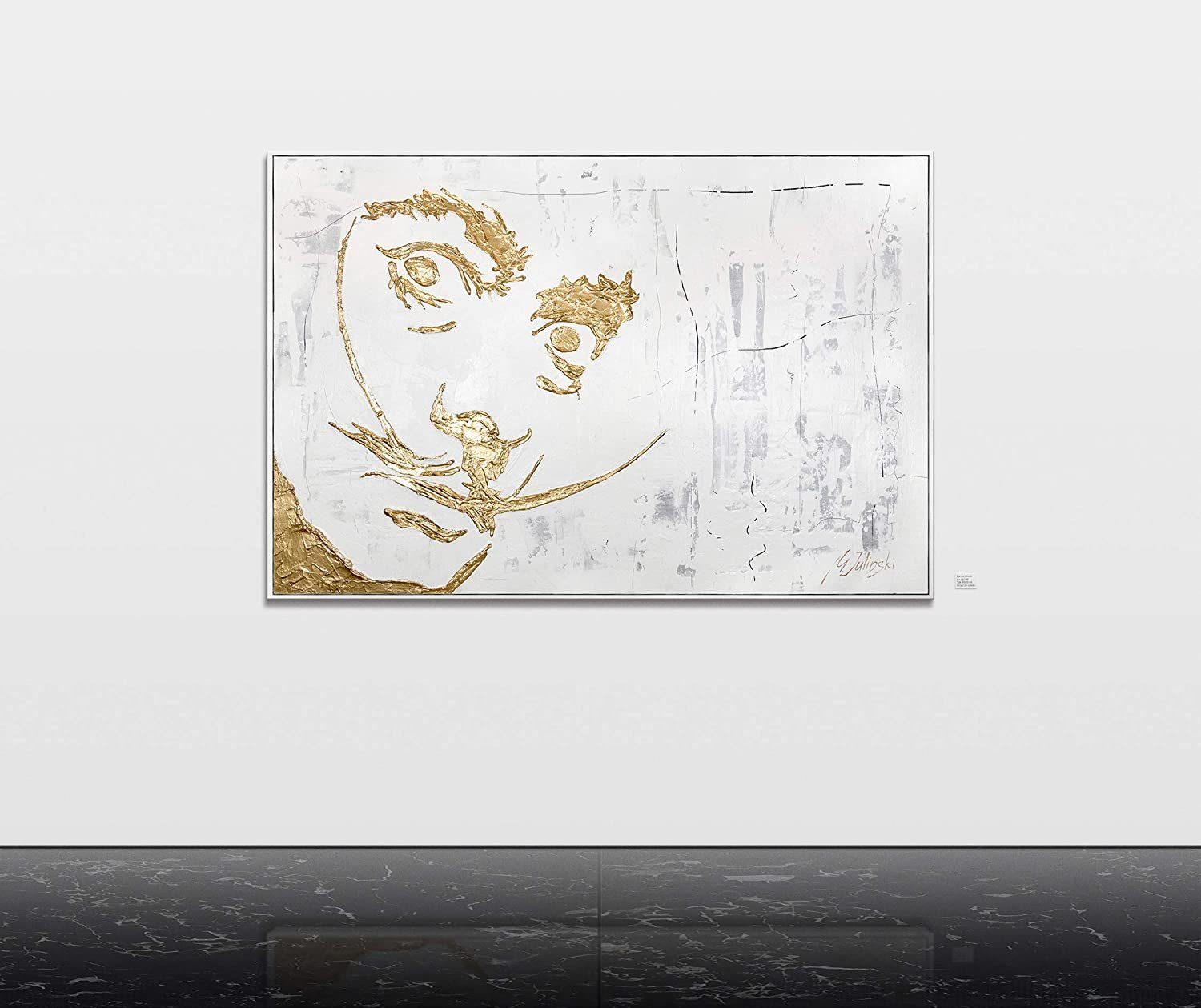 YS-Art Gemälde Dali, Menschen, auf Gold Leinwand Dalí Bild Handgemalt Rahmen mit Salvador