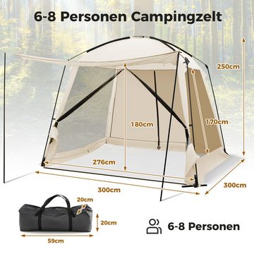 COSTWAY Kuppelzelt, Personen: 10, 8 Personen Camping Zelt, 300 x 300 x 250cm