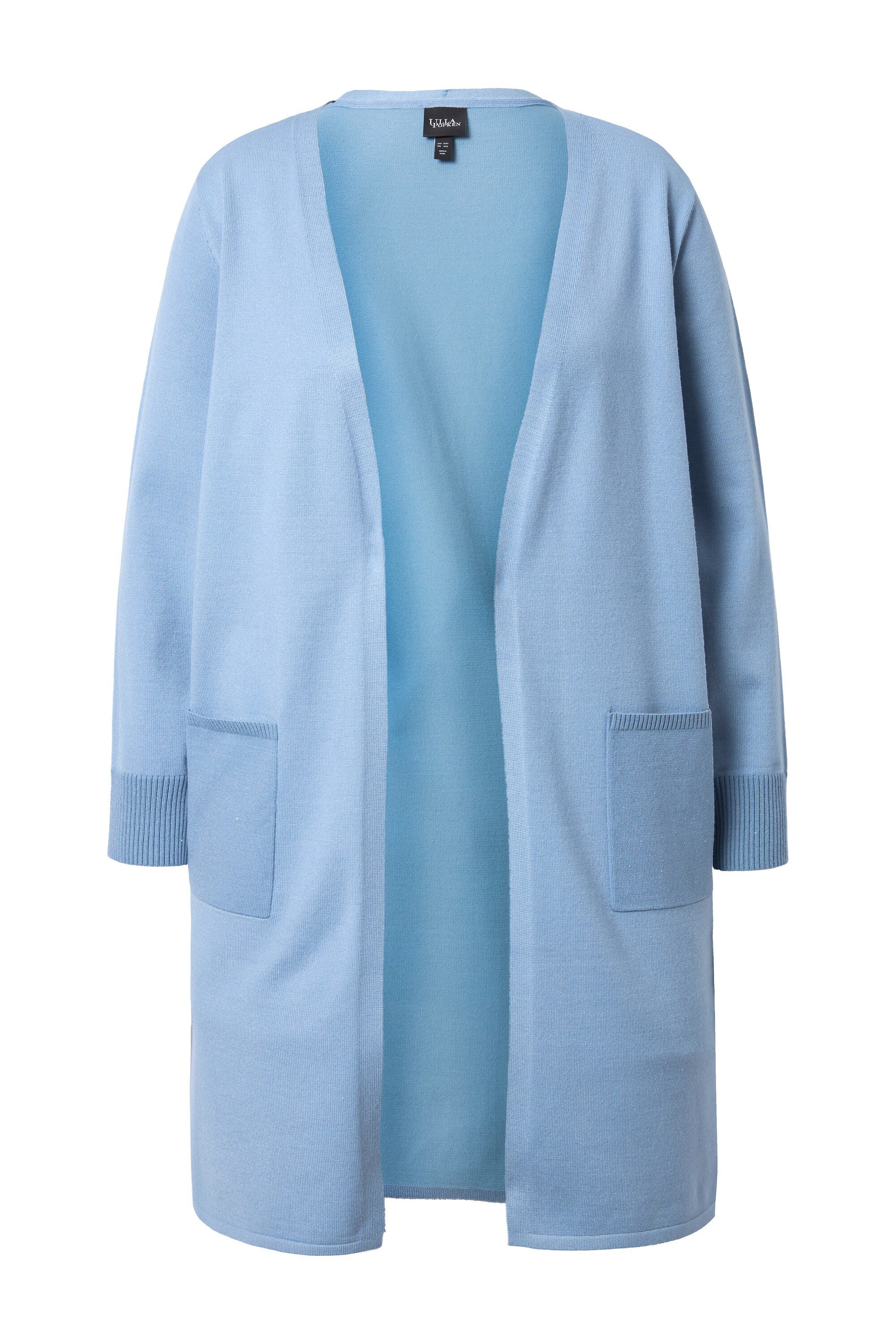 Ulla Popken Strickjacke Long-Strickjacke Pailletten V-Ausschnitt Langarm