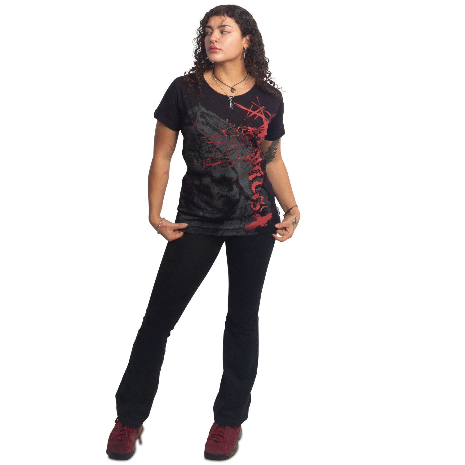 YAKUZA Rundhalsshirt Dark Angel mit Rippbündchen