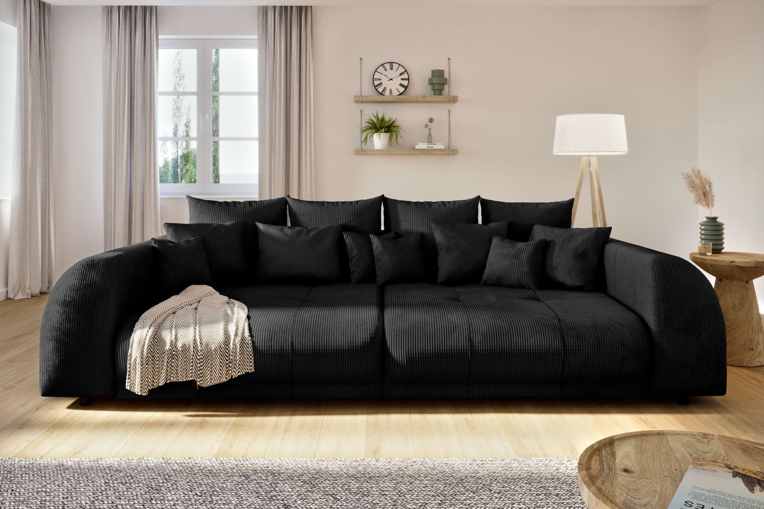 99rooms Big-Sofa Lucca, Sofa, Big-Sofa, Inkl. Kissenset, rundum mit Cordstoff POSO bezogen, Schlaffunktion