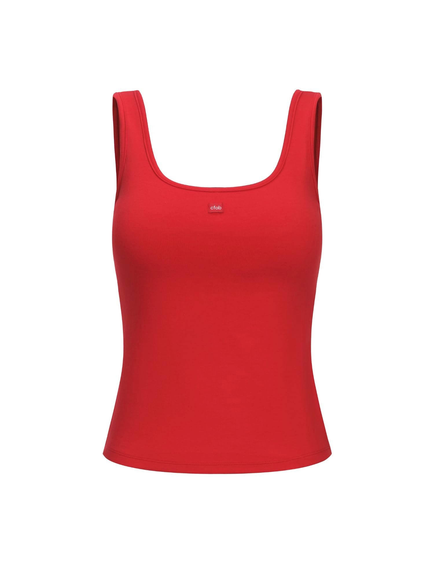 cfab by creamy fabrics BH-Hemd Cotton Tank with Built-In Push-Up Bra-Red-XS günstig online kaufen