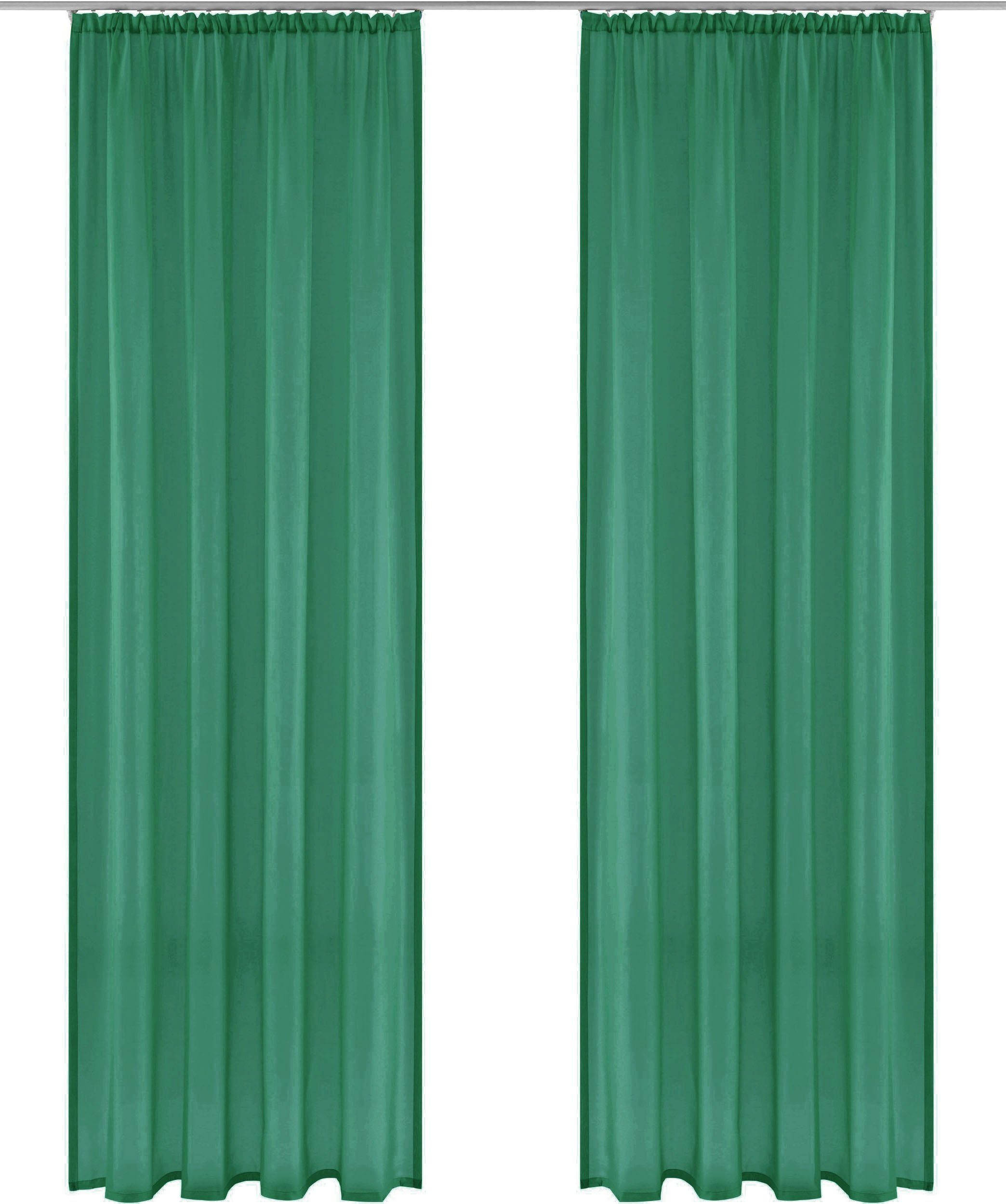 Gardine XANA, my home, Kräuselband dunkelgrün Voile, pflegeleicht St), (1 transparent, 1 einfarbig, Schal, Polyester