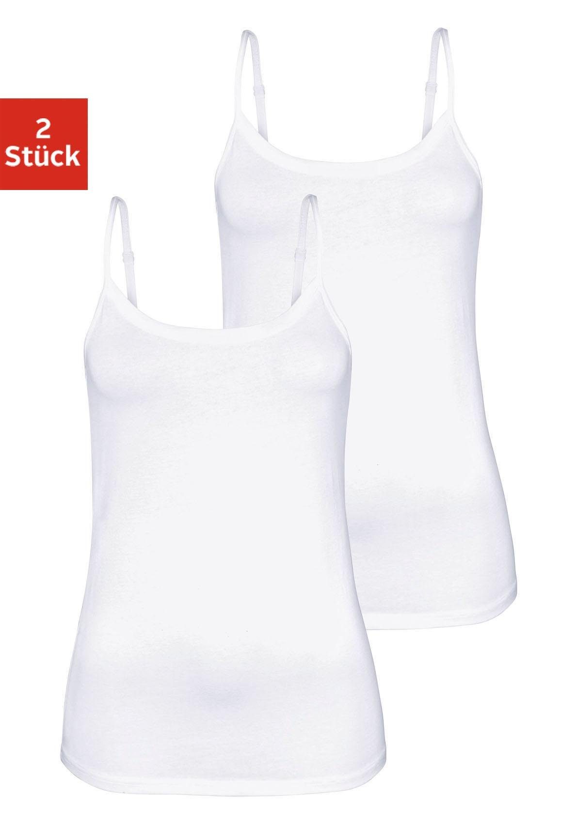 Vivance by Lascana Spaghettitop mit verstellbaren Trägern (2er-Pack) aus elastischer Baumwoll-Qualität