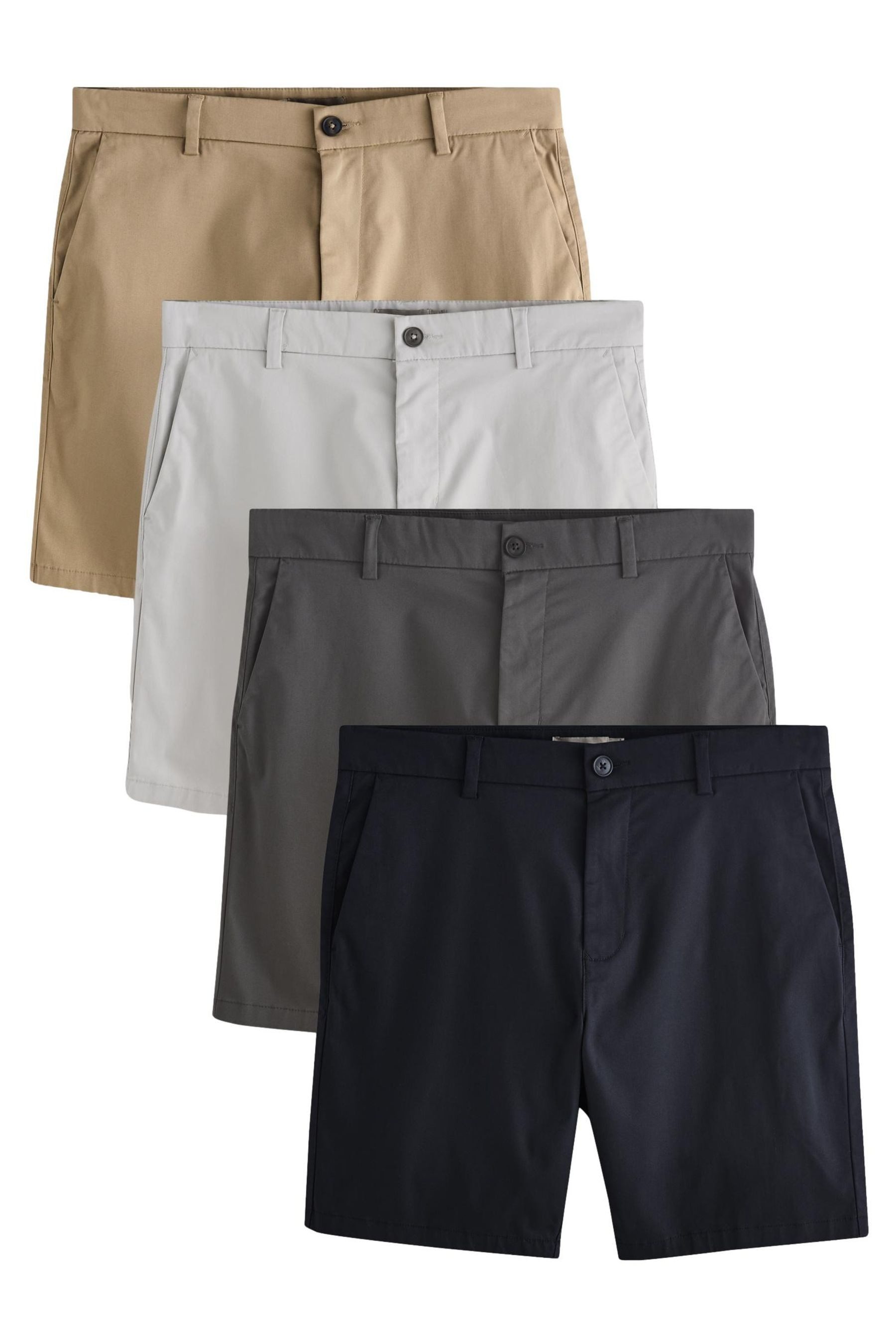 Next Shorts Straight Fit Stretch-Chinoshorts, 4er-Pack (4-tlg)