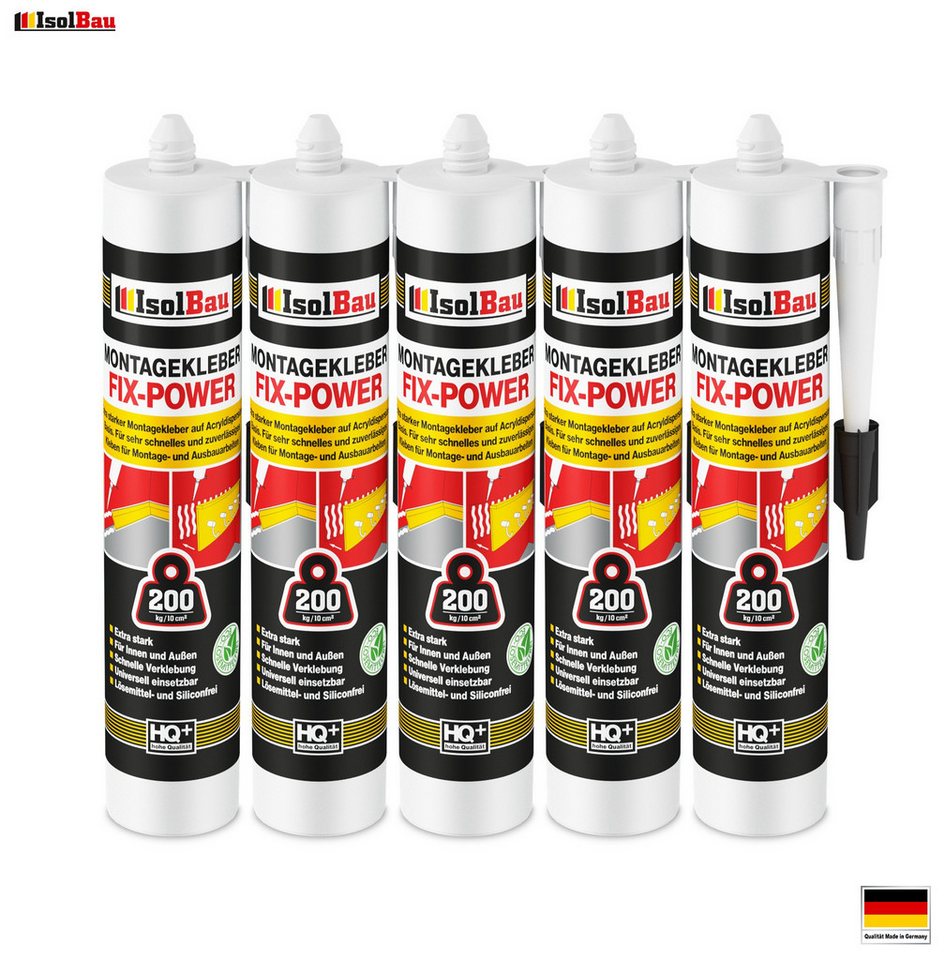 Thumbnail - None Montagekleber Montagekleber FIX-POWER Baukleber 5x 480g Natursteinplatten, Gips, Styroporleber, Kraftkleber, Allesk...